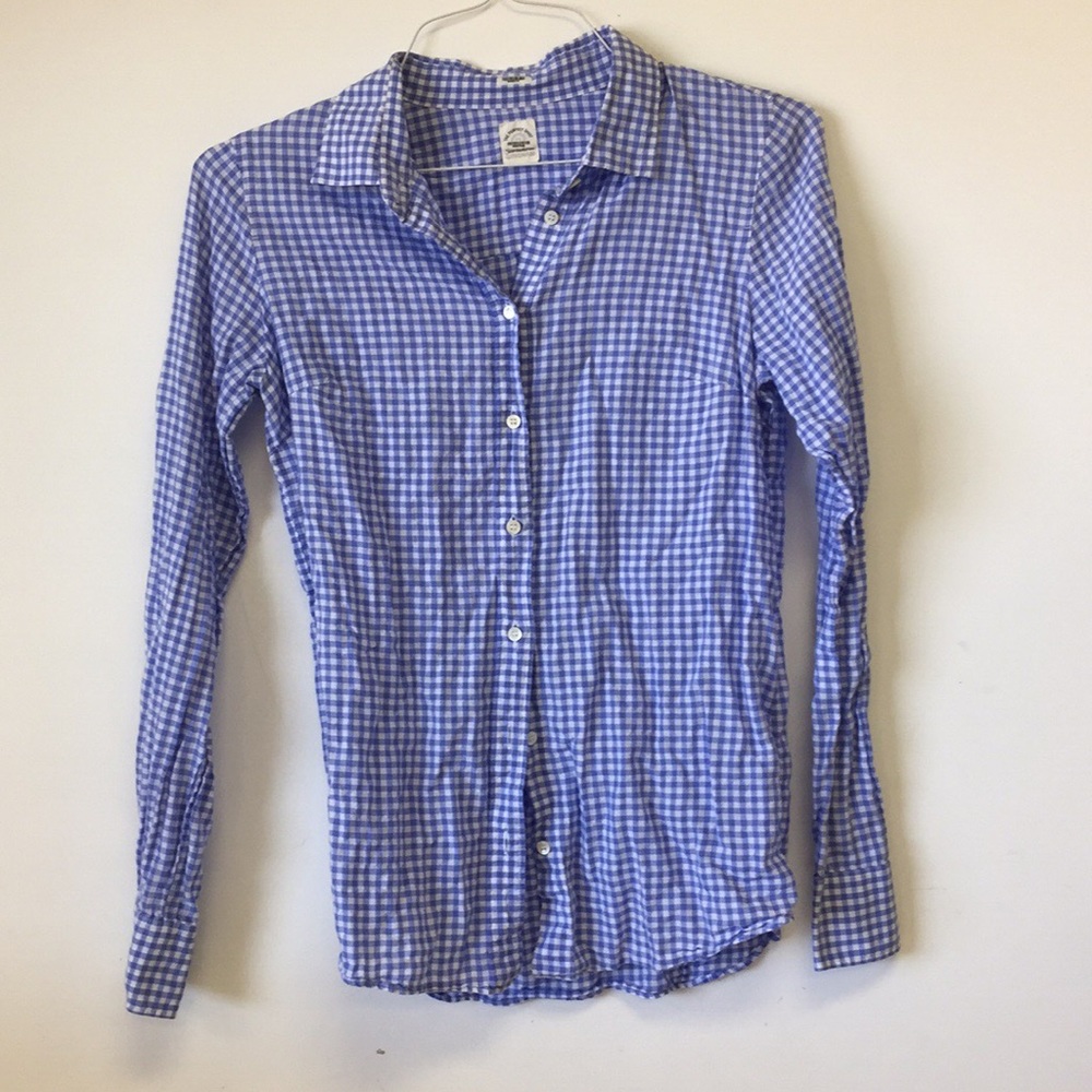 J. Crew “The Perfect Shirt” Blue Checked Sz 6